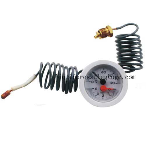 Back Mount Capillary Temp 4 Bar Capillary Pressure Gauge 120c ODM White