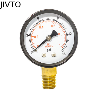 Black Stainless  2" 50mm 15 Psi Water Pressure Gauge 1/8 BSPT