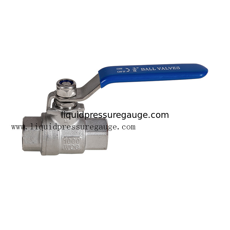 1000 Psi 2 PC Full Port Ball Valve With Bule Handle 3/8 NPT Female To Female