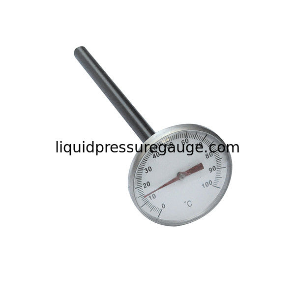 1" 25MM SS Case Bimetal Stem Thermometer 100C Bimetal Temperature Gauge