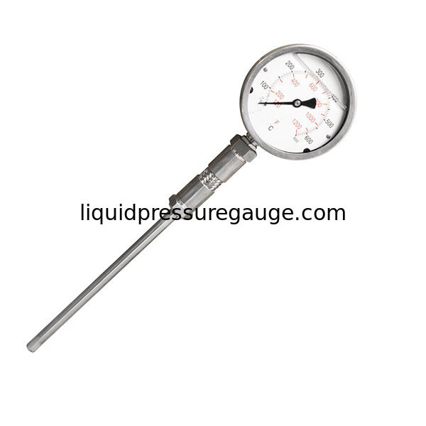 Stainless Steel 100MM 4'' 650C Glycerine Filled Metal Stem Thermometer 1/2 NPT