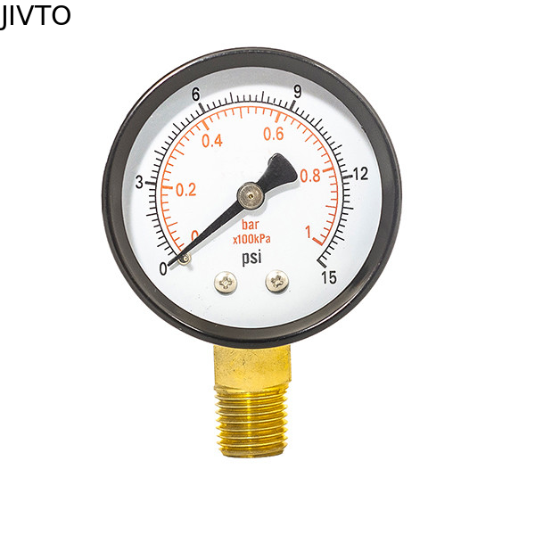 Black Stainless  2" 50mm 15 Psi Water Pressure Gauge 1/8 BSPT