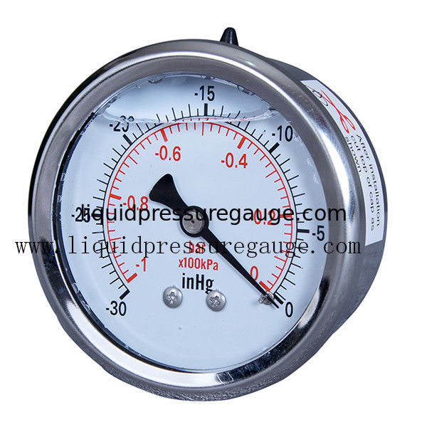 63mm Liquid Filled Pressure Gauges 1/4 NPT Back Mount With Stainless Steel Case