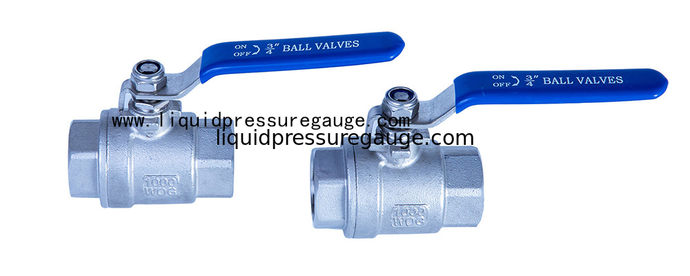 1000 psi 2 PC Ball Instrument Manifold Valve With Bule Handle 3/4 NPT Female To Female